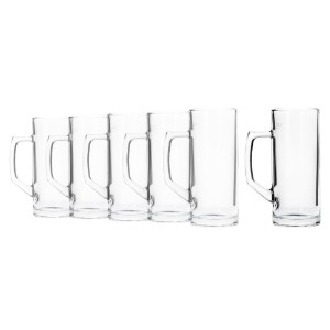 Комплект чаши за бира от 6 части, стъклени, 485мл, "Reno" - Borgonovo