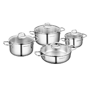 Set de casseroles en acier inoxydable, 8 pièces, "Perla" - Korkmaz