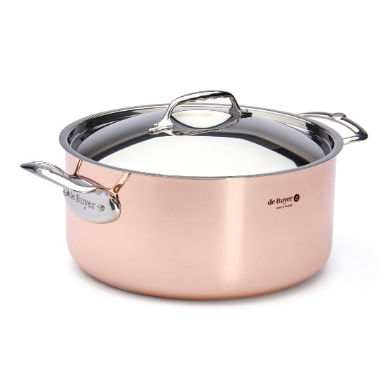 Cooking pot with lid, 28cm/8L, copper - stainless steel, "Inocuivre" - de Buyer