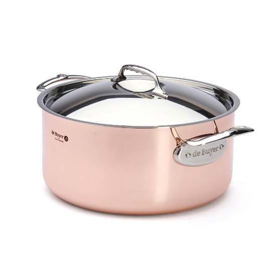 Cooking pot with lid, 28cm/8L, copper - stainless steel, "Inocuivre" - de Buyer