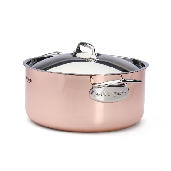 Cooking pot with lid, 28cm/8L, copper - stainless steel, "Inocuivre" - de Buyer