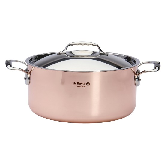 Cooking pot with lid, 28cm/8L, copper - stainless steel, "Inocuivre" - de Buyer