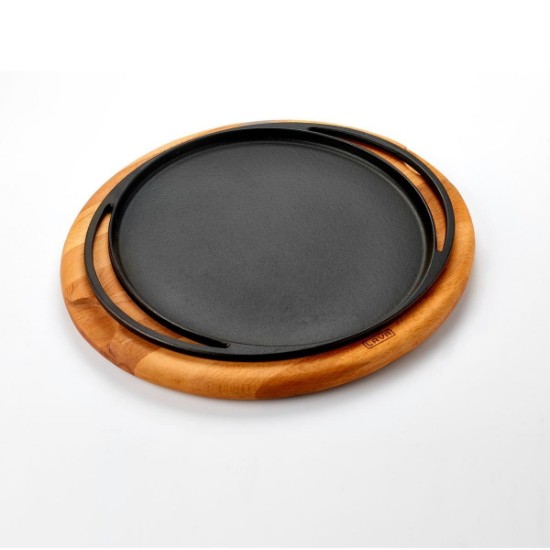 Pizza / pancake pan, cast iron, 28 cm, with wooden stand - LAVA