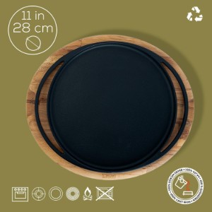 Pitsa/pannkoogipann, malm, 28 cm, puidust alusega - LAVA
