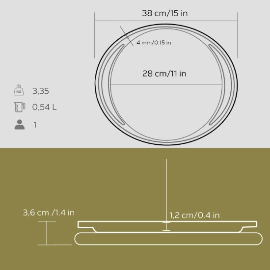 Pizza / lívanečník, litinový, 28 cm, s dřevěným stojanem - LAVA
