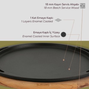 Pitsa/pannkoogipann, malm, 28 cm, puidust alusega - LAVA