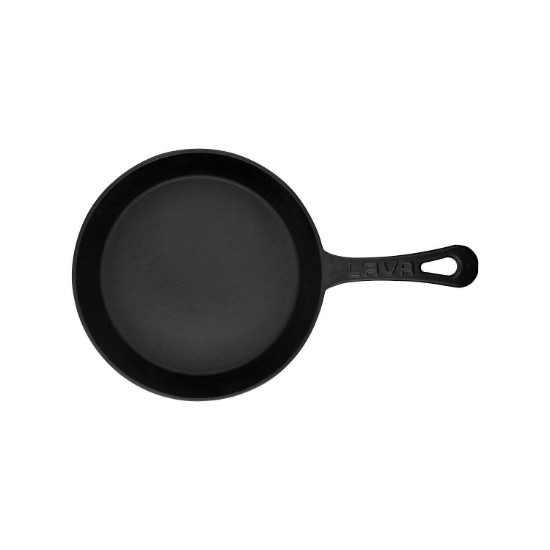 Frigideira de ferro fundido, 20 cm, com suporte de madeira - marca LAVA