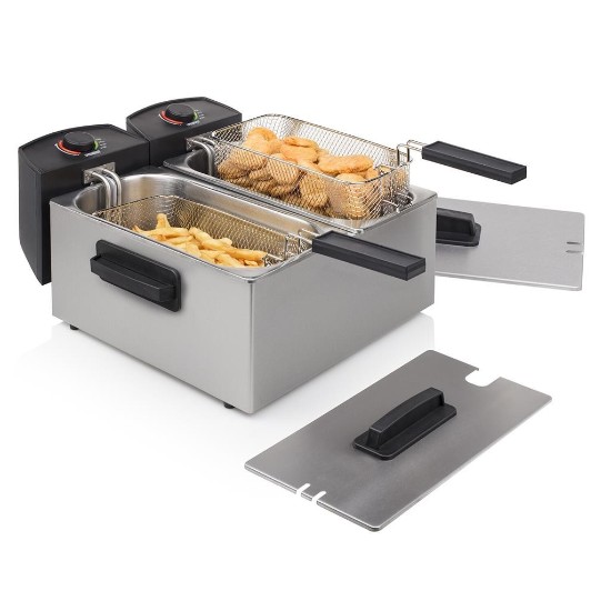 2-compartment fryer, 6 l, 2x1800 W, silver - Princess