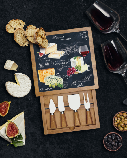 Conjunto de 6 peças "World of cheese" para servir queijos, 25 x 25 cm - Nuova R2S
