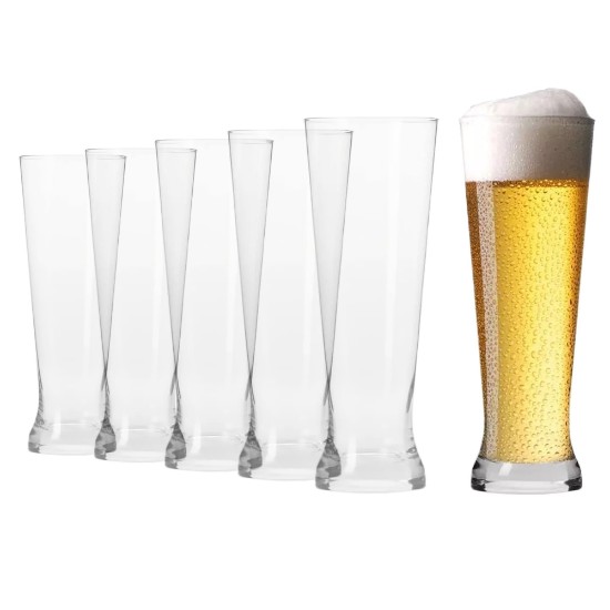 6 részes Pilsner söröspohár készlet, üvegből, 500ml, "Mixology" - Krosno