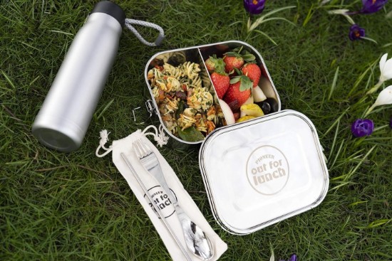 Coffret lunch, avec 3 accessoires, acier inoxydable, 1400ml, "Out of Lunch" - Grunwerg