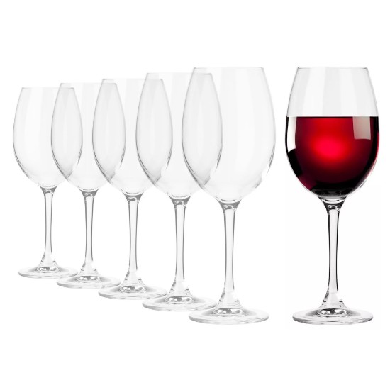 Conjunto de 6 taças de vinho tinto, em cristal, 360 ml, "ELITE" - Krosno