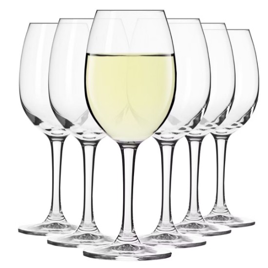 Ensemble de 6 verres à vin blanc, en verre cristallin, 240 ml, "ELITE" - Krosno