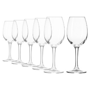 6-osaline valge veini klaasikomplekt, valmistatud kristallilisest klaasist, 240 ml, "ELITE" - Krosno