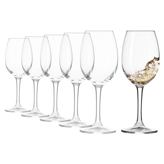 Ensemble de 6 verres à vin blanc, en verre cristallin, 240 ml, "ELITE" - Krosno