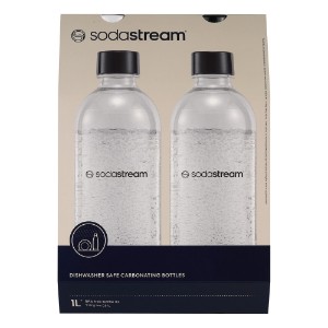 2 karbonat şişesi seti, plastik, 1 L, Beyaz/Siyah - Sodastream