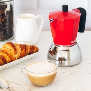 Kaffeemaschine, Edelstahl/Aluminium, 370 ml, Rot - Monix