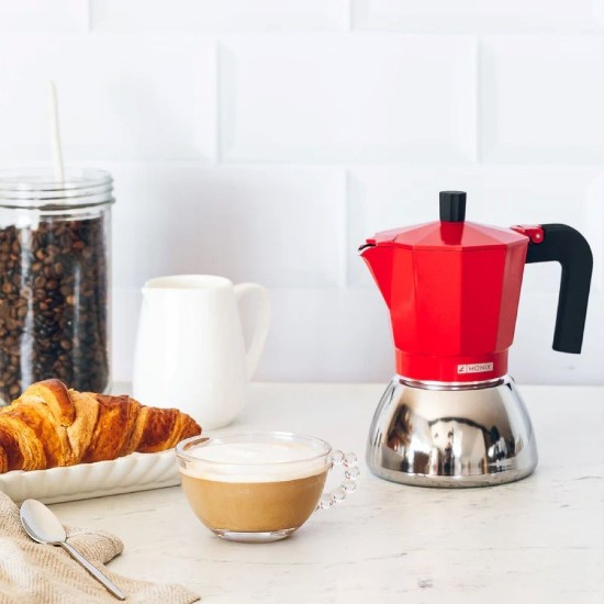 Kaffemaskine i rustfrit stål, 370ml, Rød - Monix