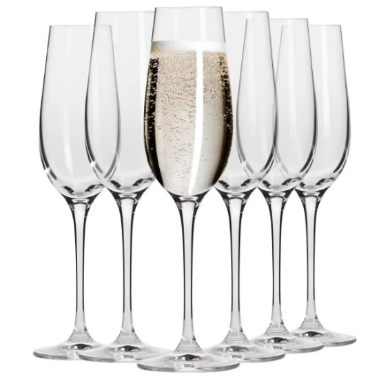 6-piece champagne glass set, made of crystalline glass, 180 ml, "Harmony" - Krosno