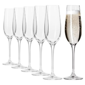 Ensemble de 6 verres à champagne, en verre cristallin, 180 ml, "Harmony" - Krosno