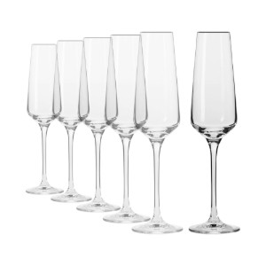 6-delt champagneglassæt, lavet af krystallinsk glas, 180ml, "Avant-Garde" - Krosno