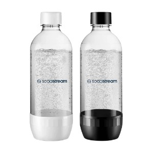 Set of 2 carbonation bottles, plastic, 1 L, White/Black - Sodastream