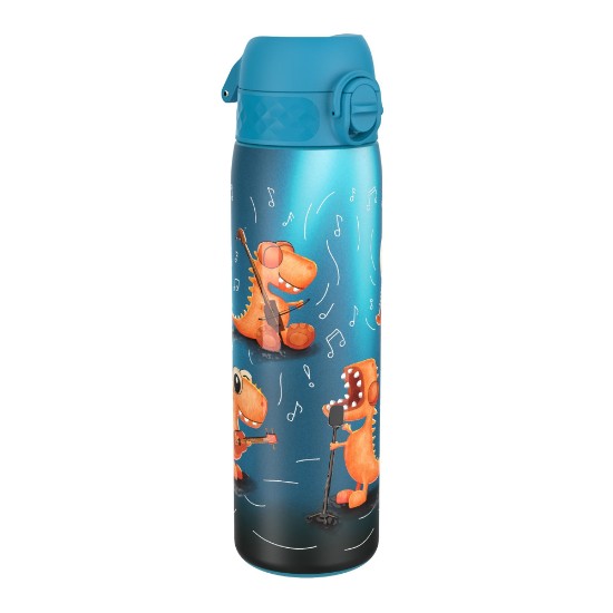 buidéal uisce leanaí SLIM, cruach dhosmálta, 600 ml, Dino Band - Ion8