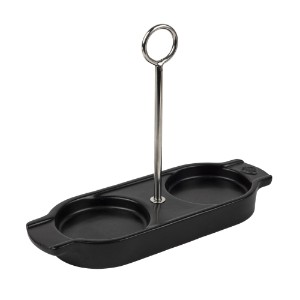 Holder for 2 salt and peppercorn grinders, ceramic, "Linea" Satin Black - Peugeot