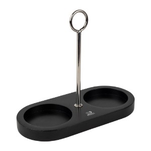 Holder for 2 salt and peppercorn grinders, bamboo, "Linea" Matte Black - Peugeot