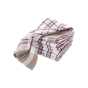 Set of 4 kitchen towels, cotton, 50x70 cm, "Honey Waffle", Red - Tiseco