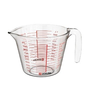 Ingredient measuring mug, made of glass, 1000ml - Zokura