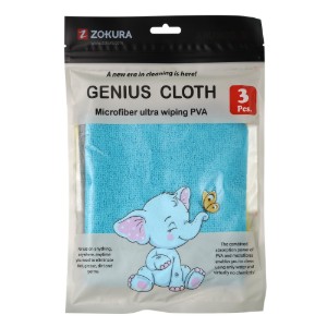 Set di 3 panni per la pulizia "Genius", microfibra PVA, 30 × 30 cm - Zokura
