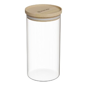 Container, borosilicate glass, Ø9,5cm, 1100 ml, with bamboo lid - Zokura