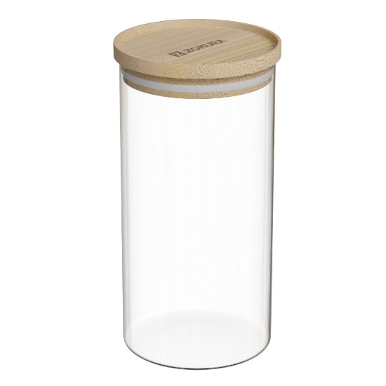 Behållare, borosilikatglas, Ø9,5cm, 1100 ml, med bambulock - Zokura