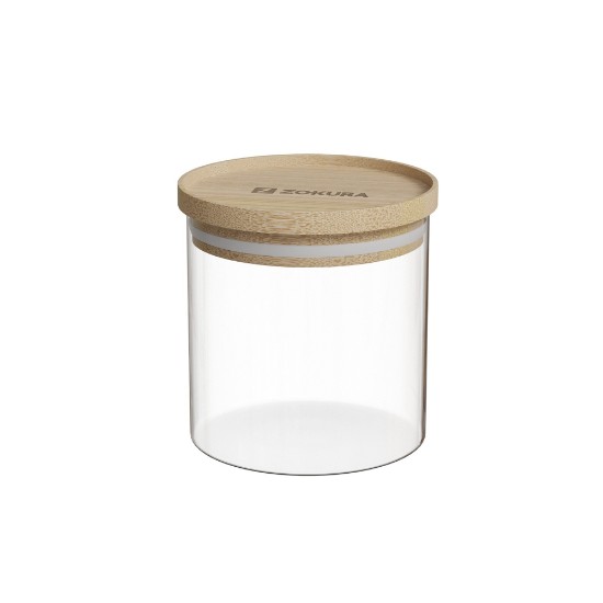 Récipient, verre borosilicate, Ø9,5cm, 500ml, avec couvercle en bambou - Zokura