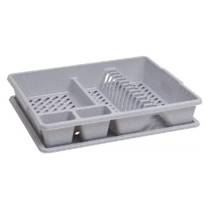 Dish drying rack with tray, plastic, 45x38x8.8 cm, Grey - Curver