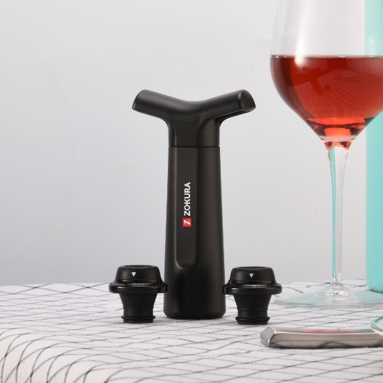 Bomba de vacío para botellas de vino, con 4 tapones - Zokura