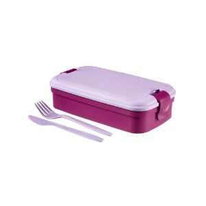 Food container with cutlery set, plastic, Purple - Curver