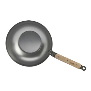 Ronde wok, staal, 28 cm, "Mineral B Bois" - de Buyer