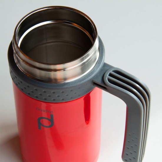 Flixkun ta 'l-iżolament termali ta' l-istainless steel, 450 ml, "DrinkPod", Aħmar - Grunwerg