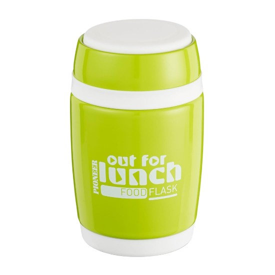 Caneca termo-isolante com colher, aço inoxidável, 580 ml, "Pioneer", Verde - Grunwerg