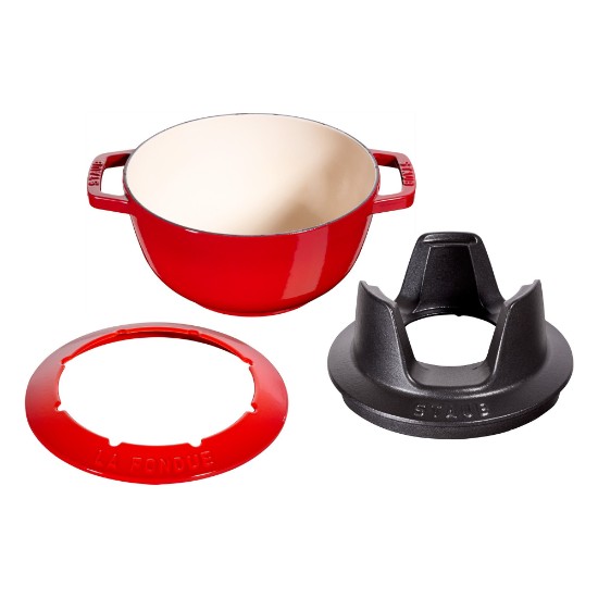 20 cm liti železov fondue set, Cherry - Staub