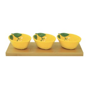 Appetizer serving set, 4-piece, porcelain, "Fleurs et Citrons"  - Nuova R2S