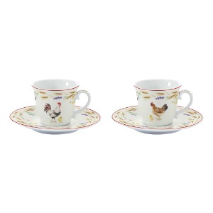 2 kafijas tasīšu komplekts ar apakštasītēm, porcelāns, 80 ml, "Country Life" - Nuova R2S