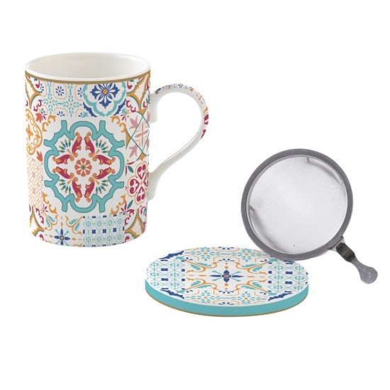 Porcelænskrus, 350 ml, med låg og infusionsenhed, "Siracusa" - Easy Life