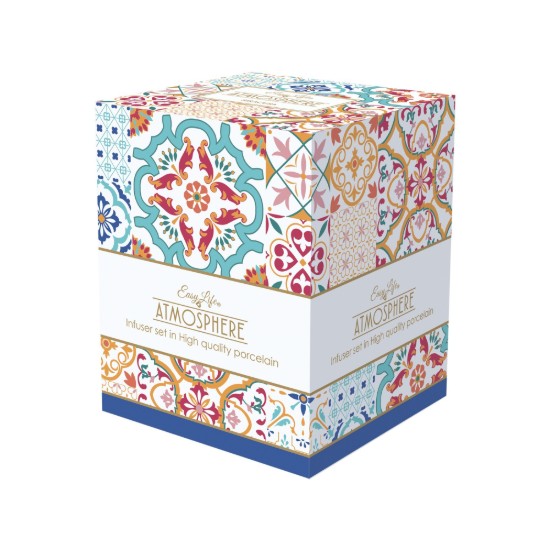Porcelænskrus, 350 ml, med låg og infusionsenhed, "Siracusa" - Easy Life