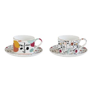 Set of 2 cups with saucers, porcelain, 240 ml, "Modernism" - Nuova R2S