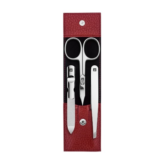 Set of 3 pieces for daily nail care, stainless steel, leather case, red - Zwilling Classic Inox