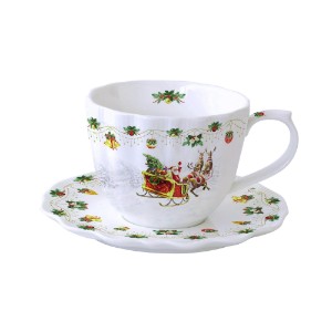 Porcelain mug with saucer, 300 ml, "Nostalgic Christmas" - Nuova R2S