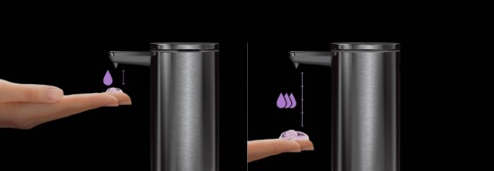 Liquid soap dispenser with sensor, 266 ml, stainless steel, Black - simplehuman 